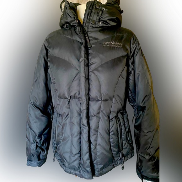 Black Precision Mountainwear Black Coat with Detachable Hood - Picture 2 of 15
